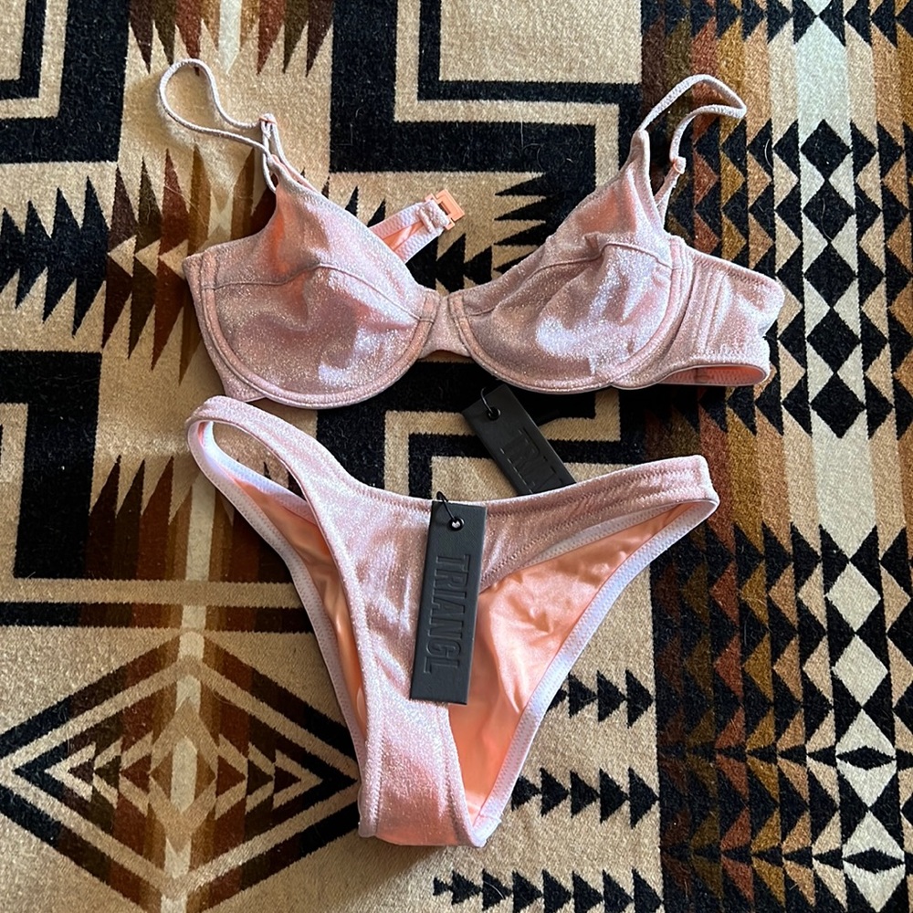Triangl swim pink sparkle bikini set